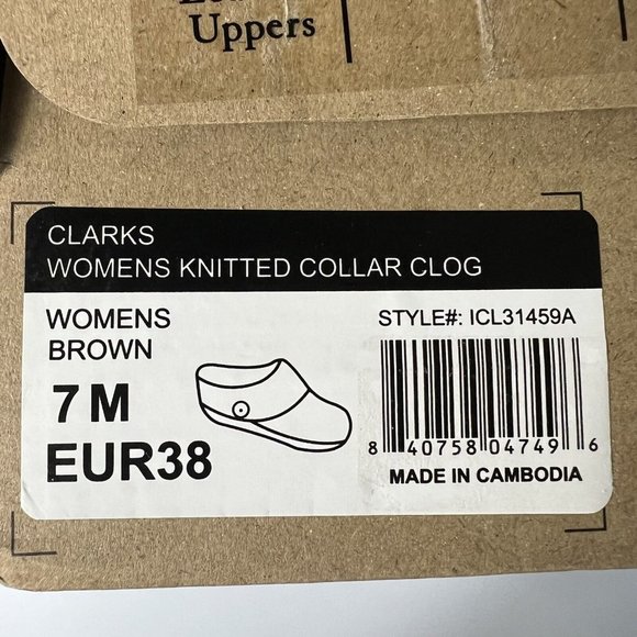 Clarks Women's Knitted Collar Clog Slipper Brown Size 7M Faux Fur Lined - Picture 9 of 10